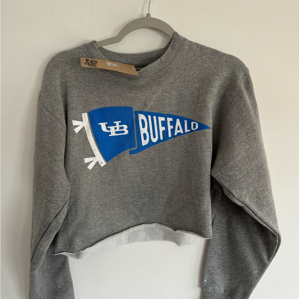 University at Buffalo Crop Top Crewneck Sweatshirt by Blue 84 Gray